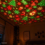 Illustration de motifs de Noël projetés au plafond d'une chambre